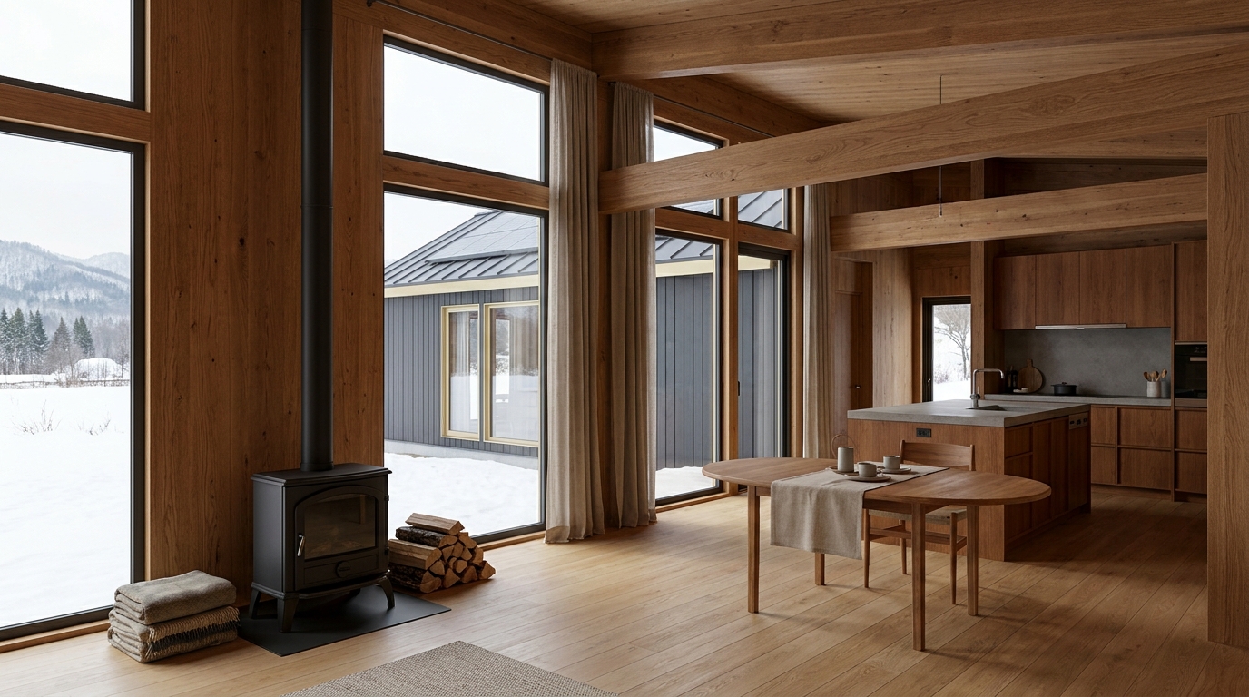 雨の小屋 内観