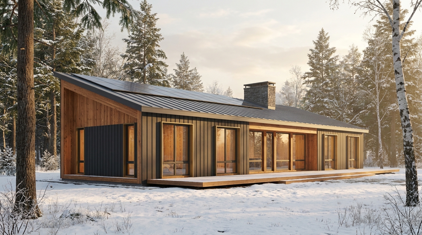 南の庵 外観 — AI render based on BIM specs