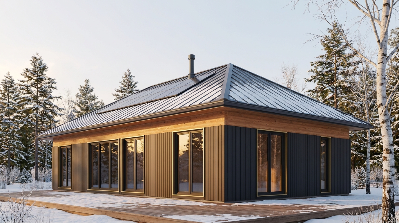 北の小屋 外観 — AI render based on BIM specs
