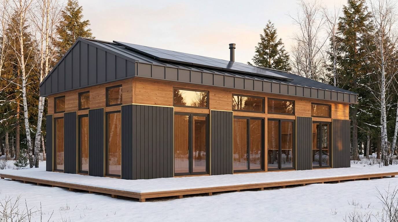 北の蔵 外観 — AI render based on BIM specs