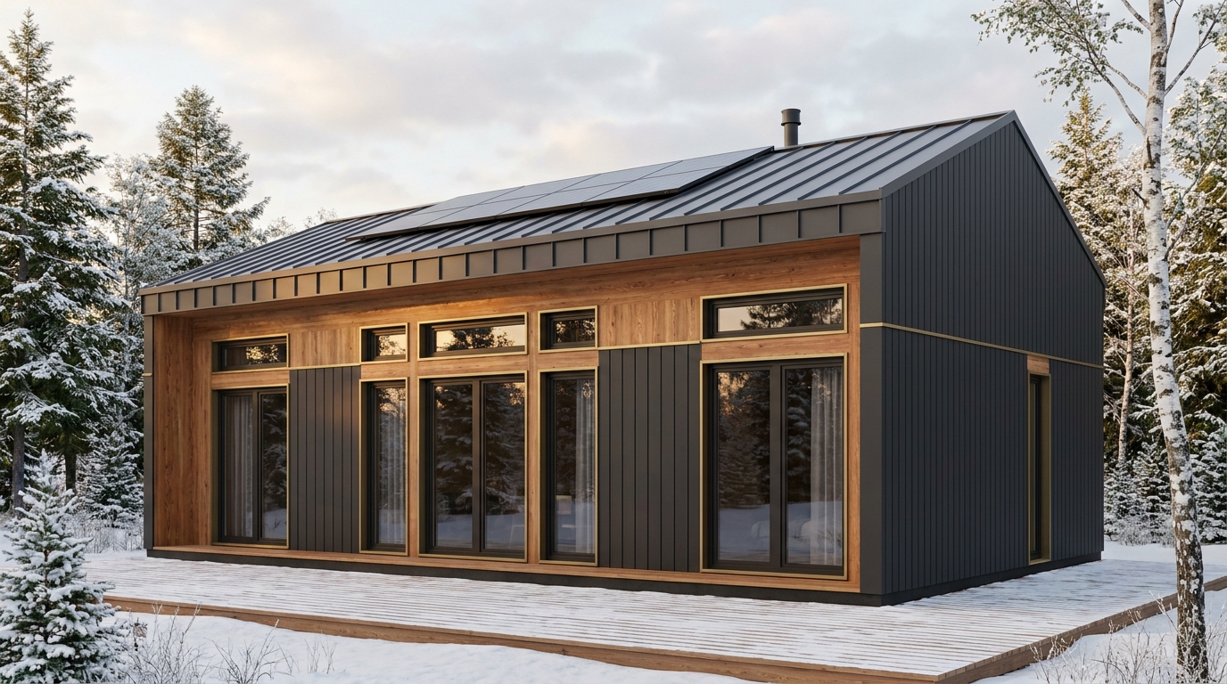 湖の家 外観 — AI render based on BIM specs