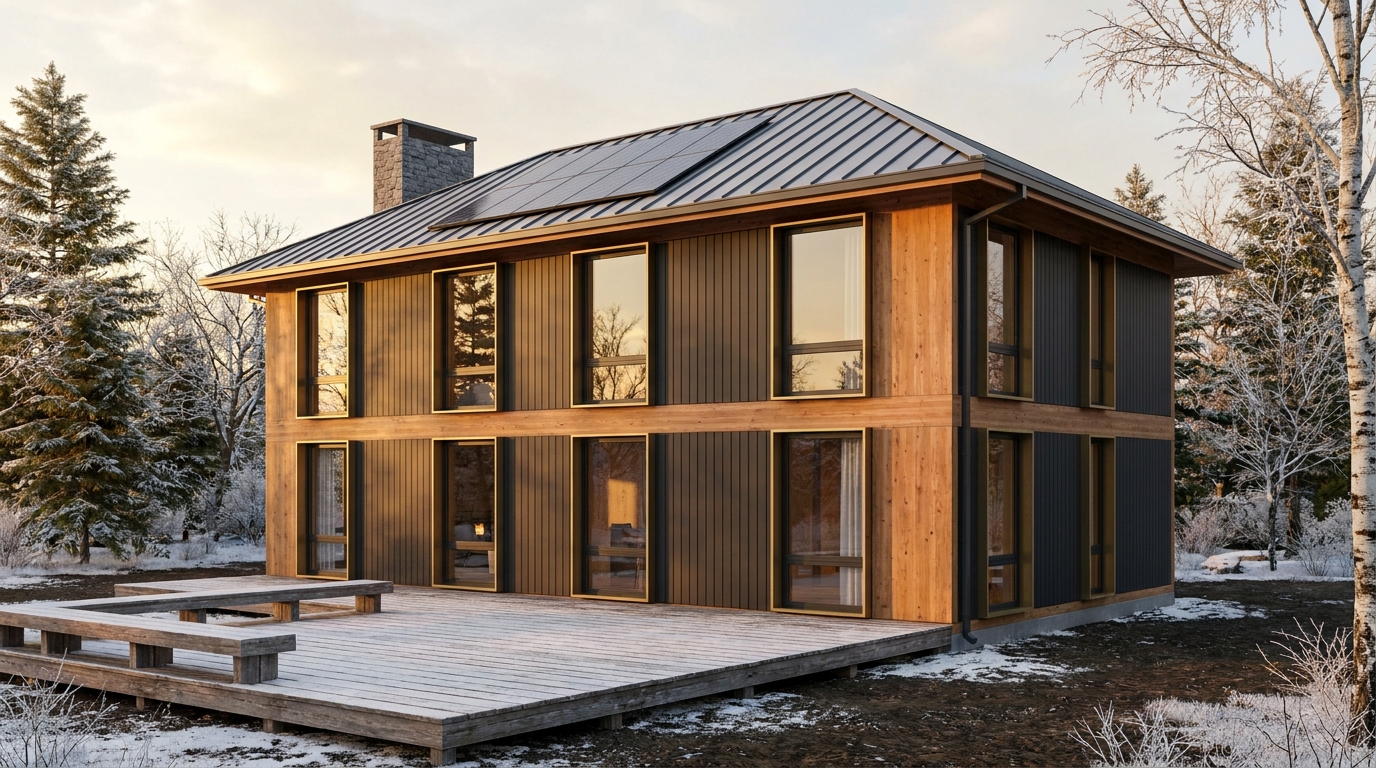 湖の砦 外観 — AI render based on BIM specs