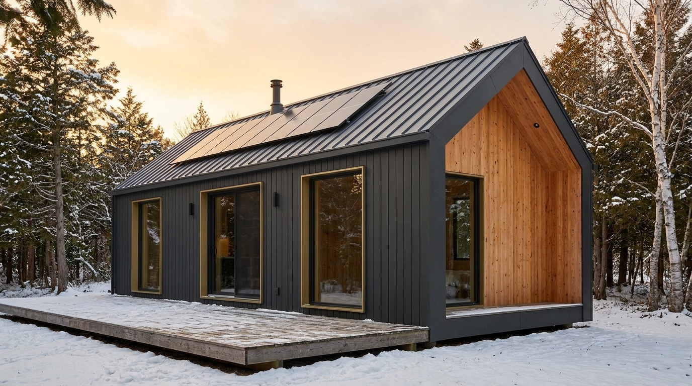 北の小屋 外観 — AI render based on BIM specs