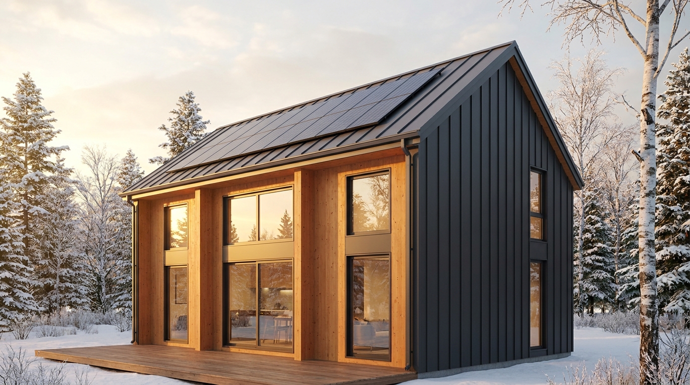陽の家 外観 — AI render based on BIM specs