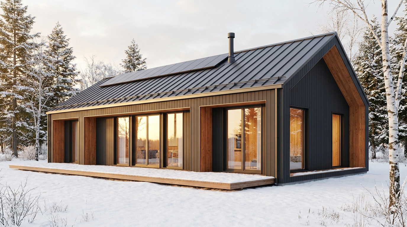 北の庵 外観 — AI render based on BIM specs