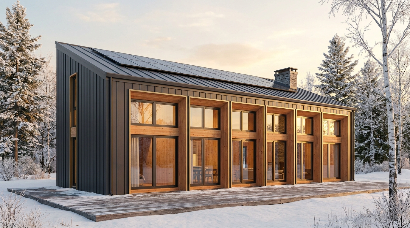 風の小屋 外観 — AI render based on BIM specs