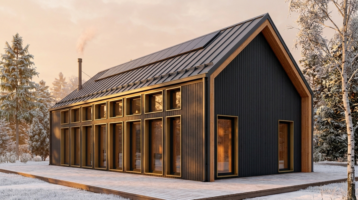 霜の里 外観 — AI render based on BIM specs