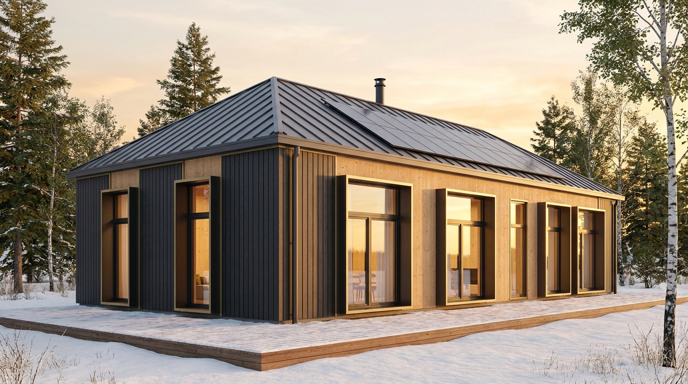 北の里 外観 — AI render based on BIM specs