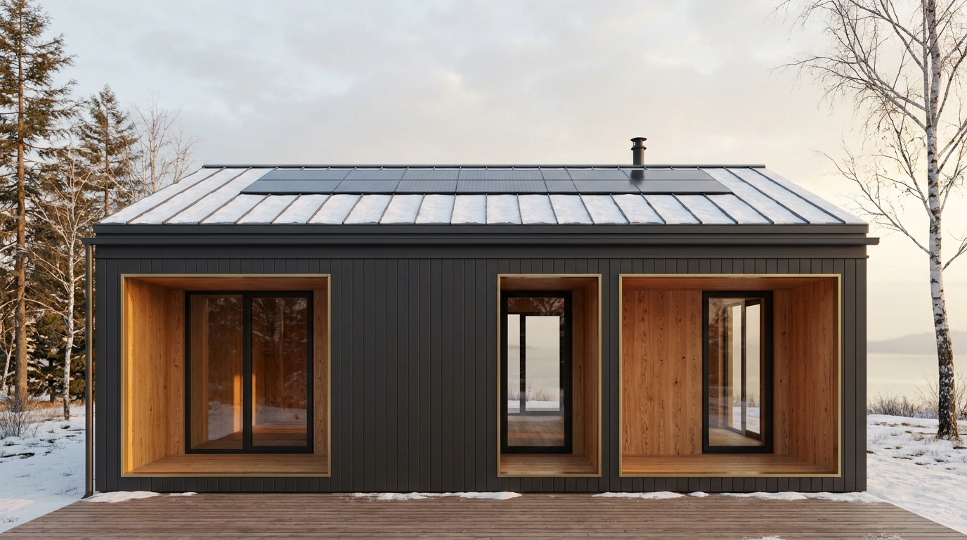北の巣 外観 — AI render based on BIM specs
