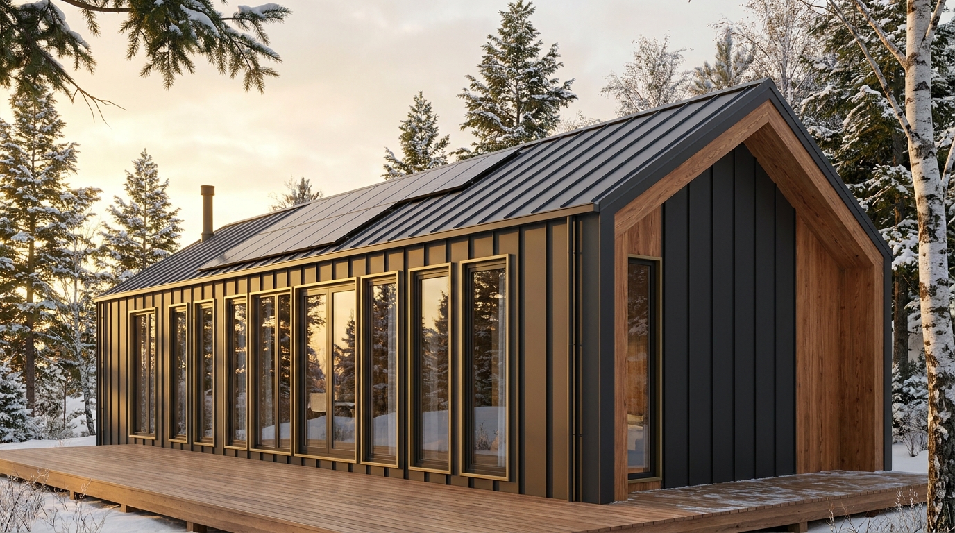 風の小屋 外観 — AI render based on BIM specs