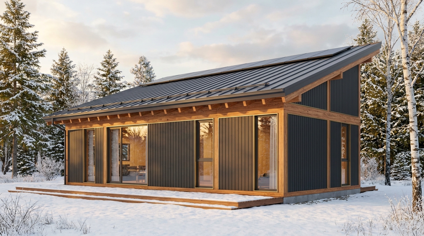 月の小屋 外観 — AI render based on BIM specs