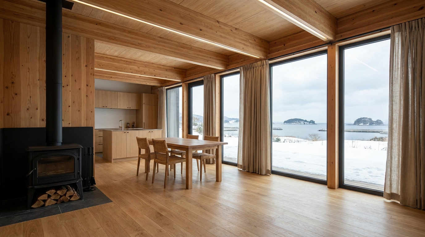 湖の小屋 内観