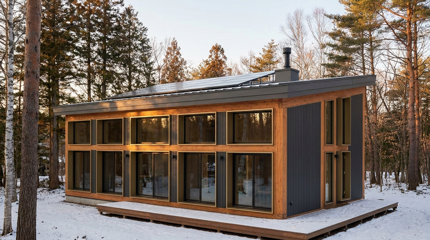 北の家 外観 — AI render based on BIM specs
