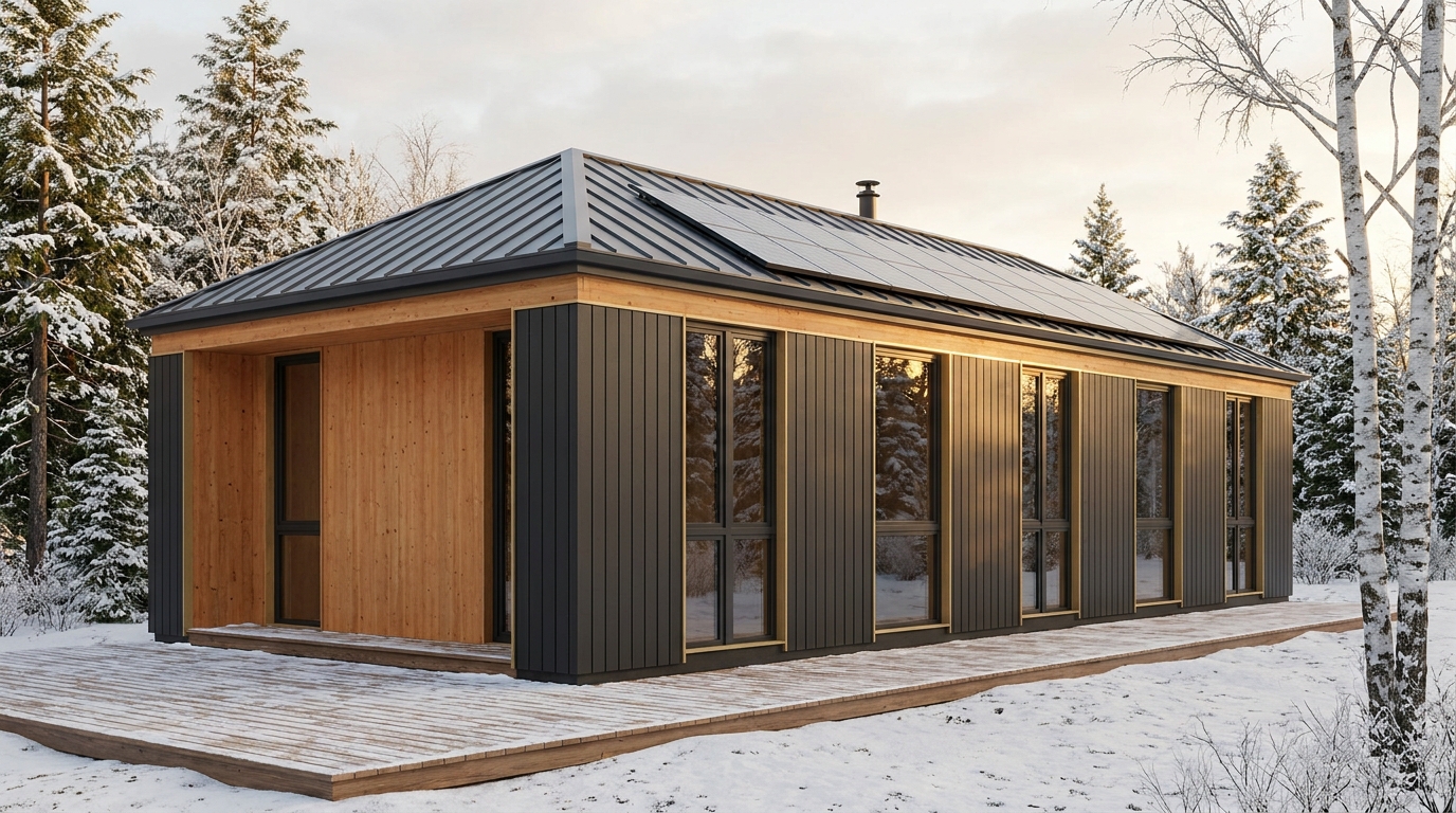 南の庵 外観 — AI render based on BIM specs