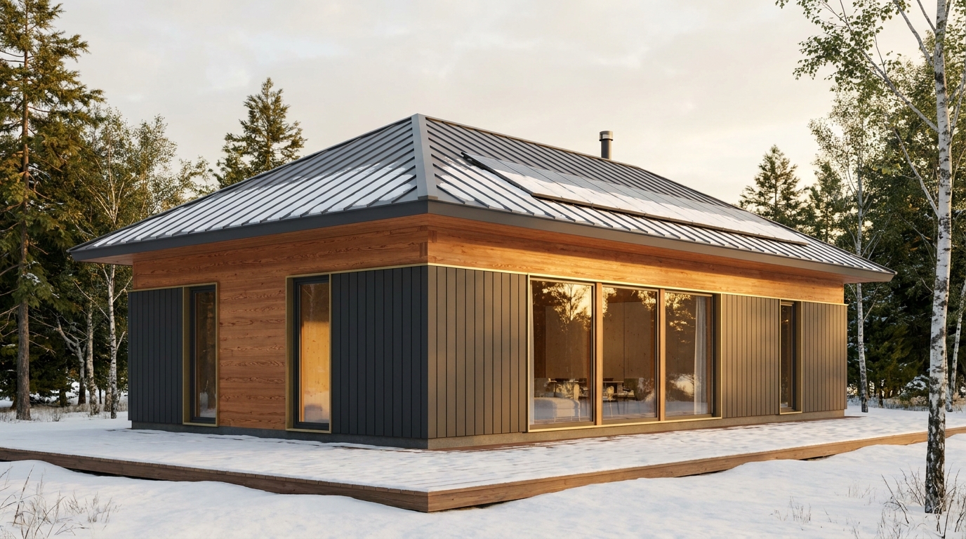 森の家 外観 — AI render based on BIM specs