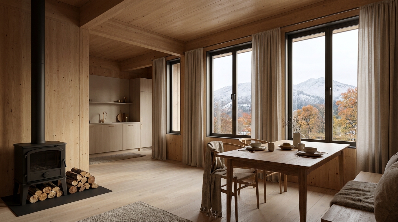 湖の小屋 内観