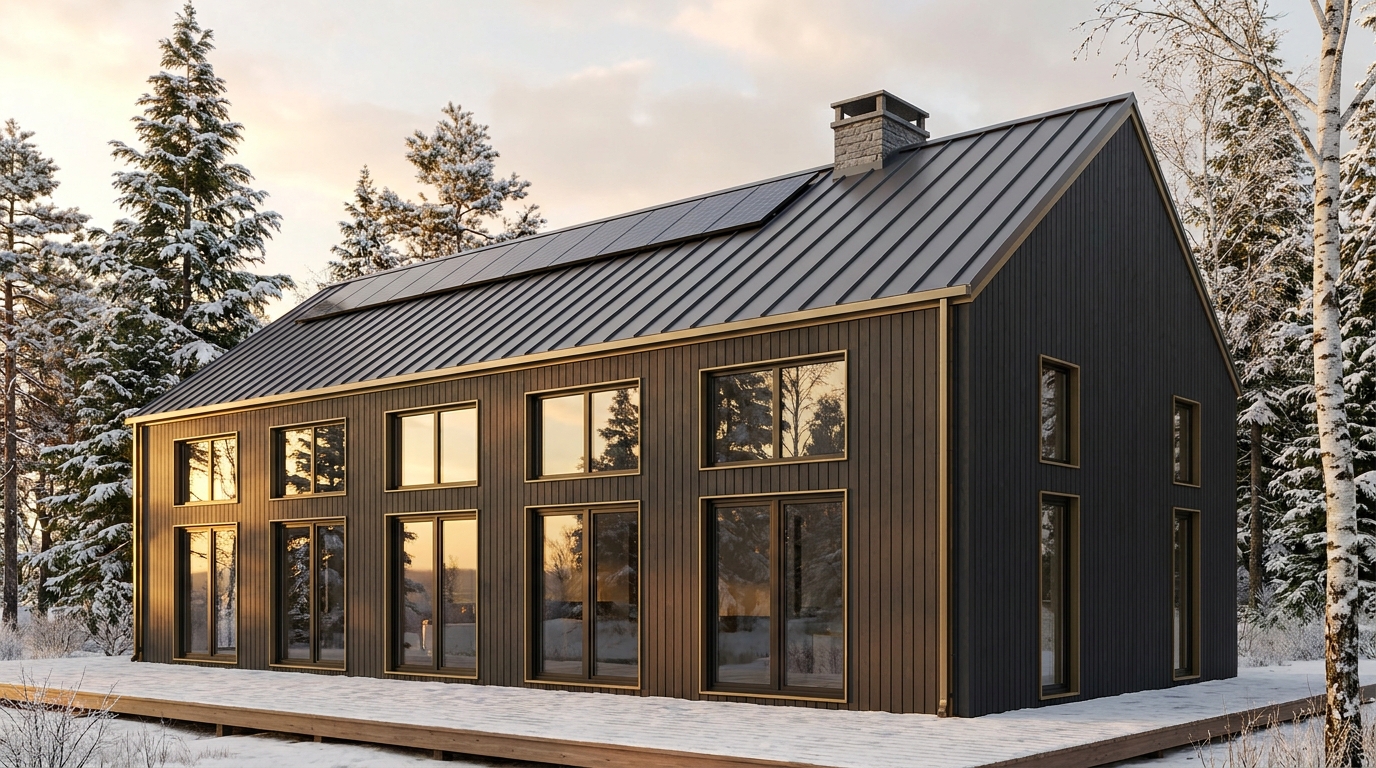 湖の館 外観 — AI render based on BIM specs