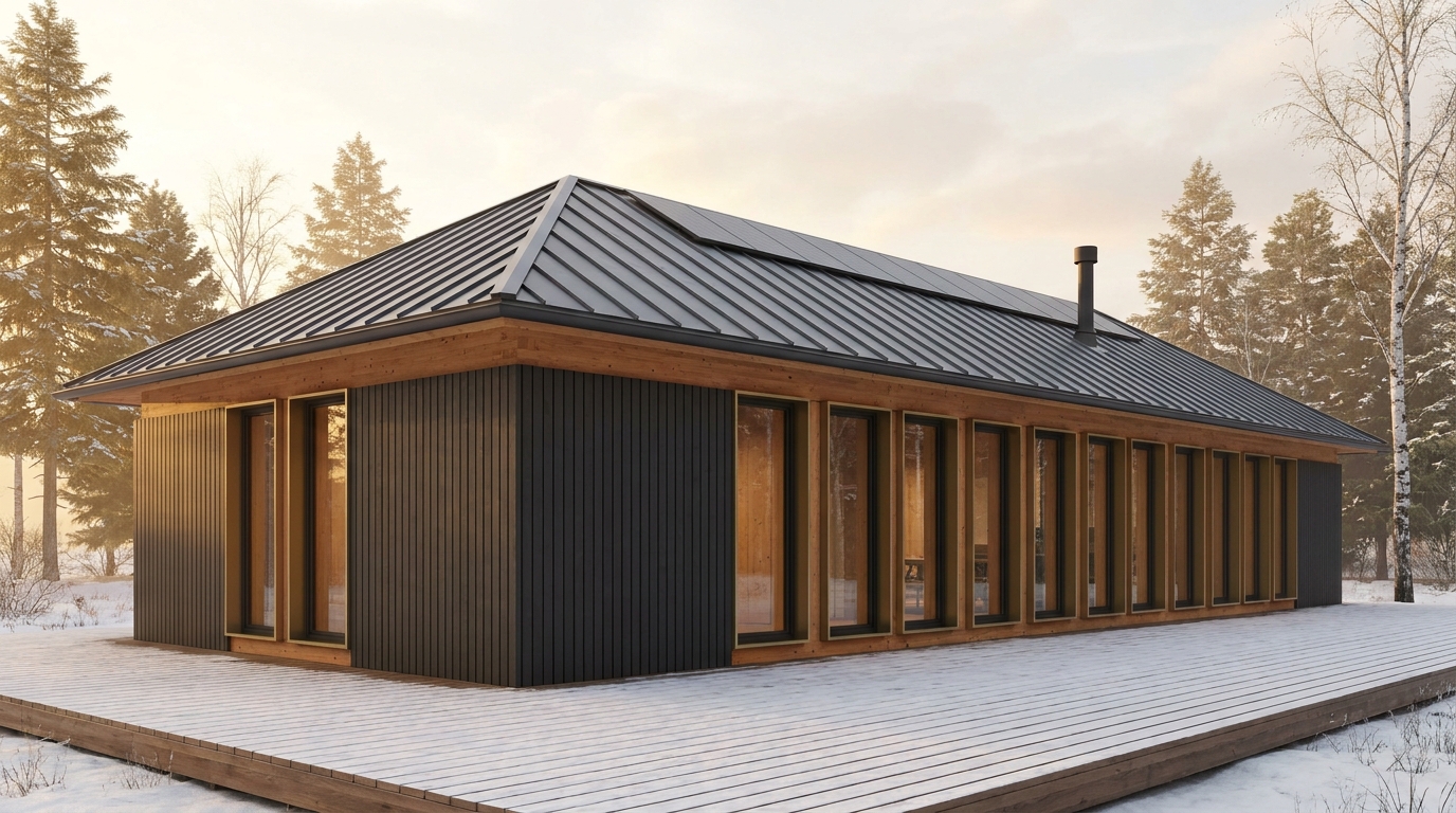東の庵 外観 — AI render based on BIM specs