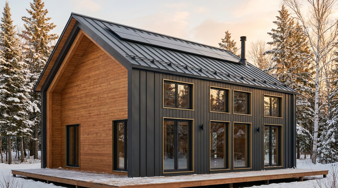 西の小屋 外観 — AI render based on BIM specs