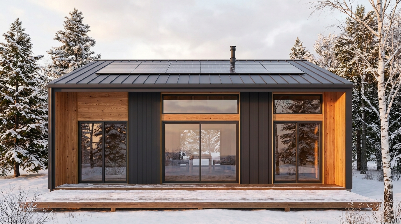森の小屋 外観 — AI render based on BIM specs