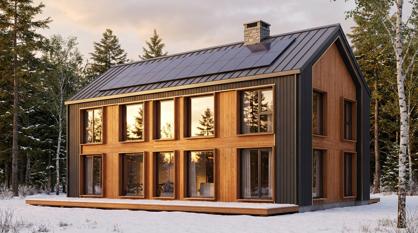 西の里 外観 — AI render based on BIM specs