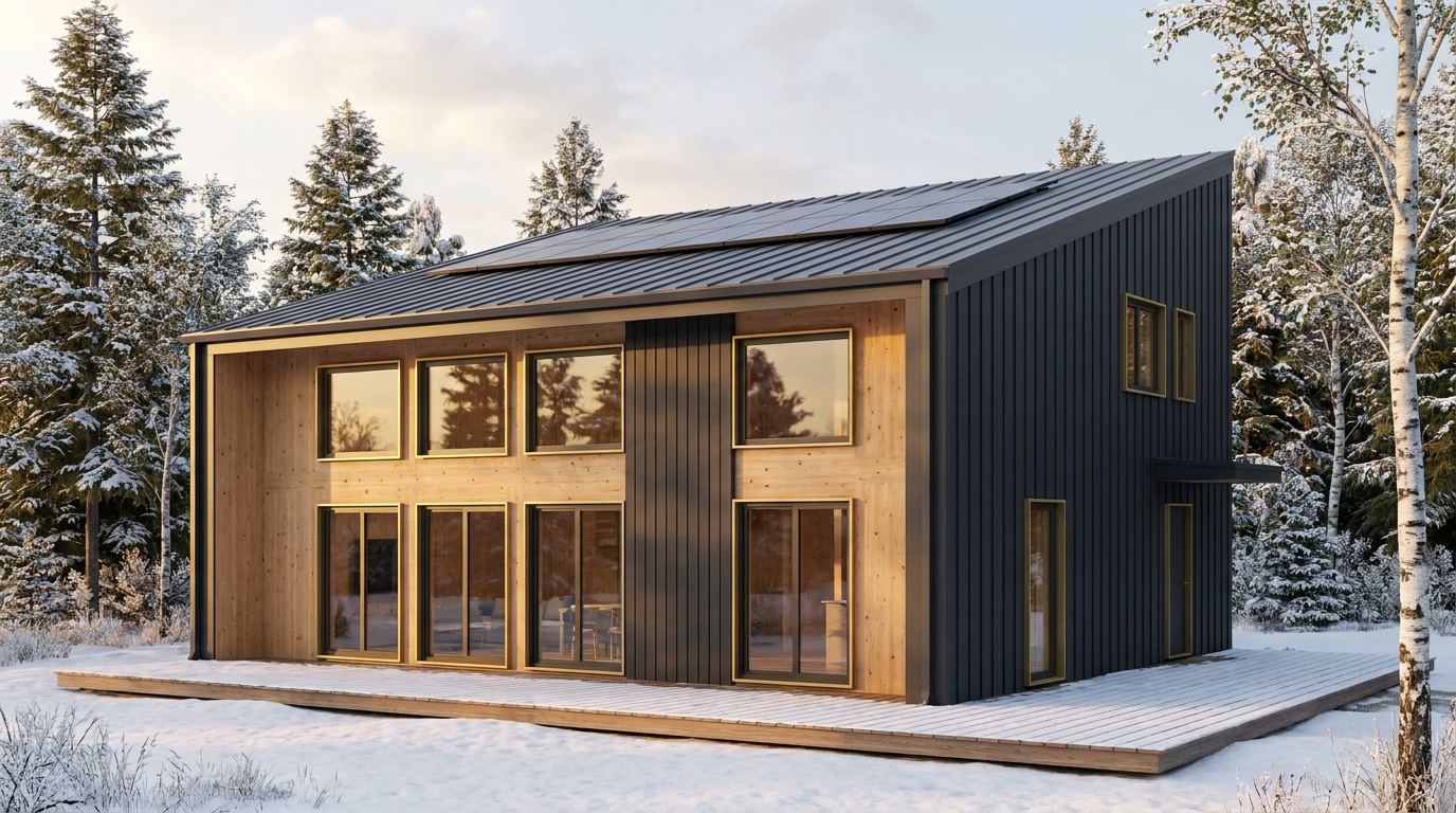 雪の里 外観 — AI render based on BIM specs