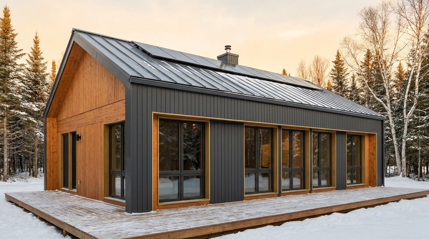 雪の家 外観 — AI render based on BIM specs