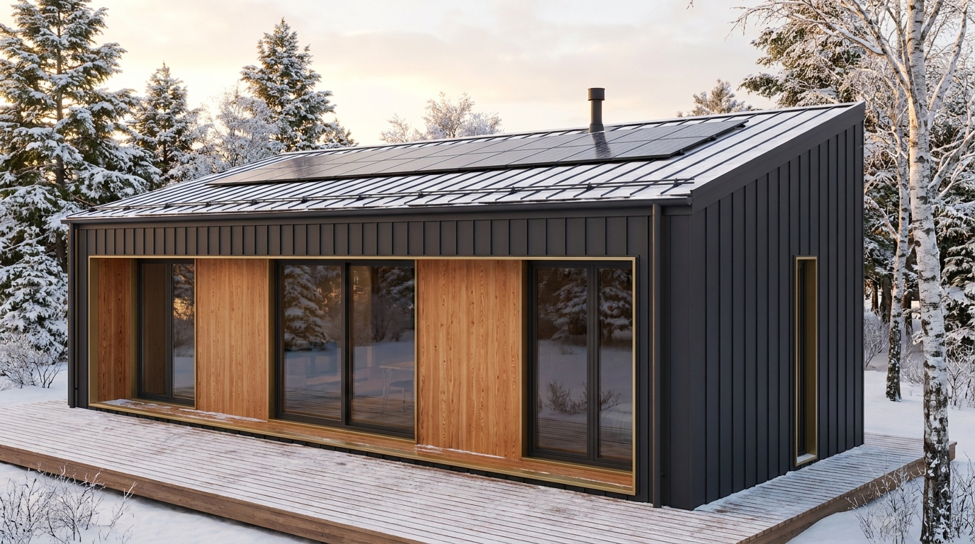 湖の蔵 外観 — AI render based on BIM specs