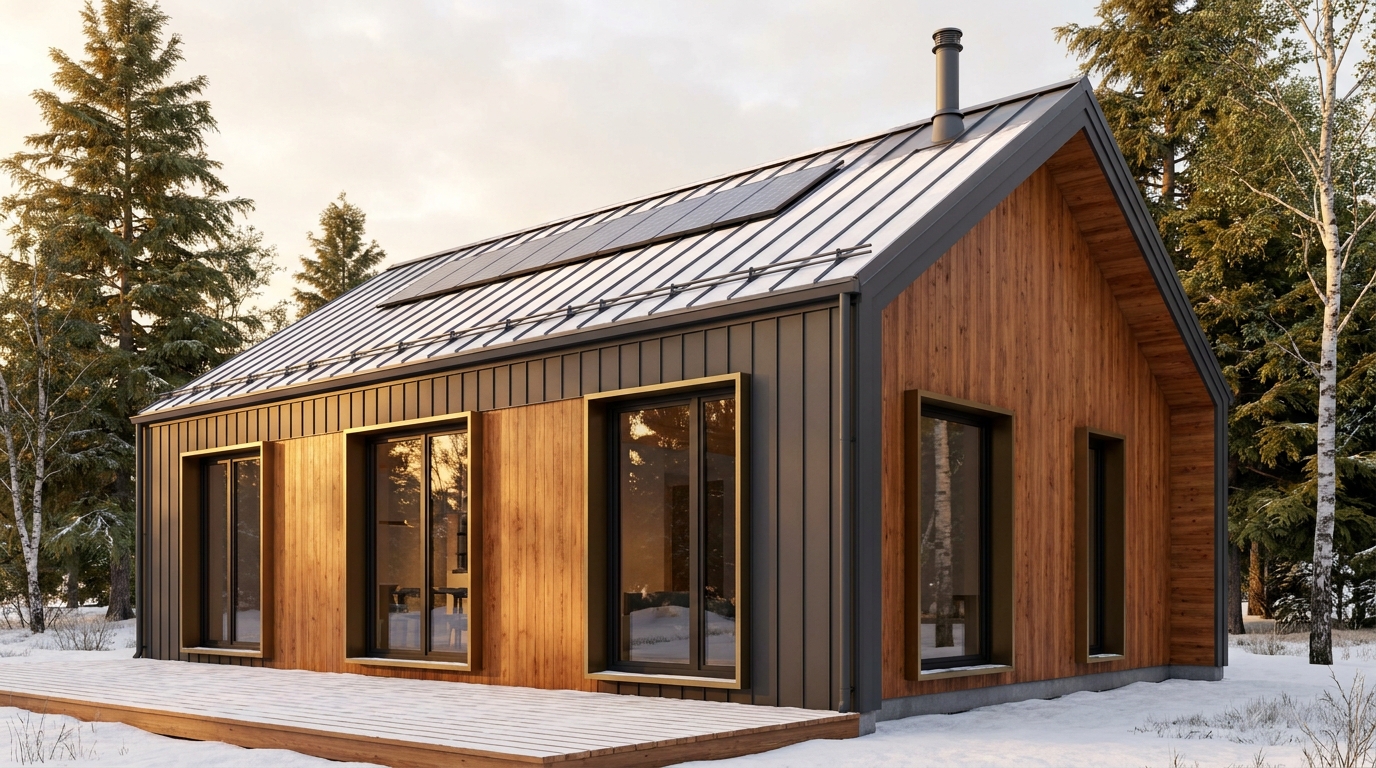 北の里 外観 — AI render based on BIM specs
