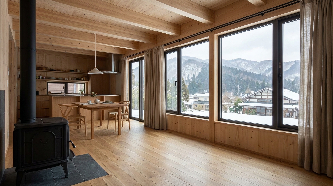 湖の小屋 内観