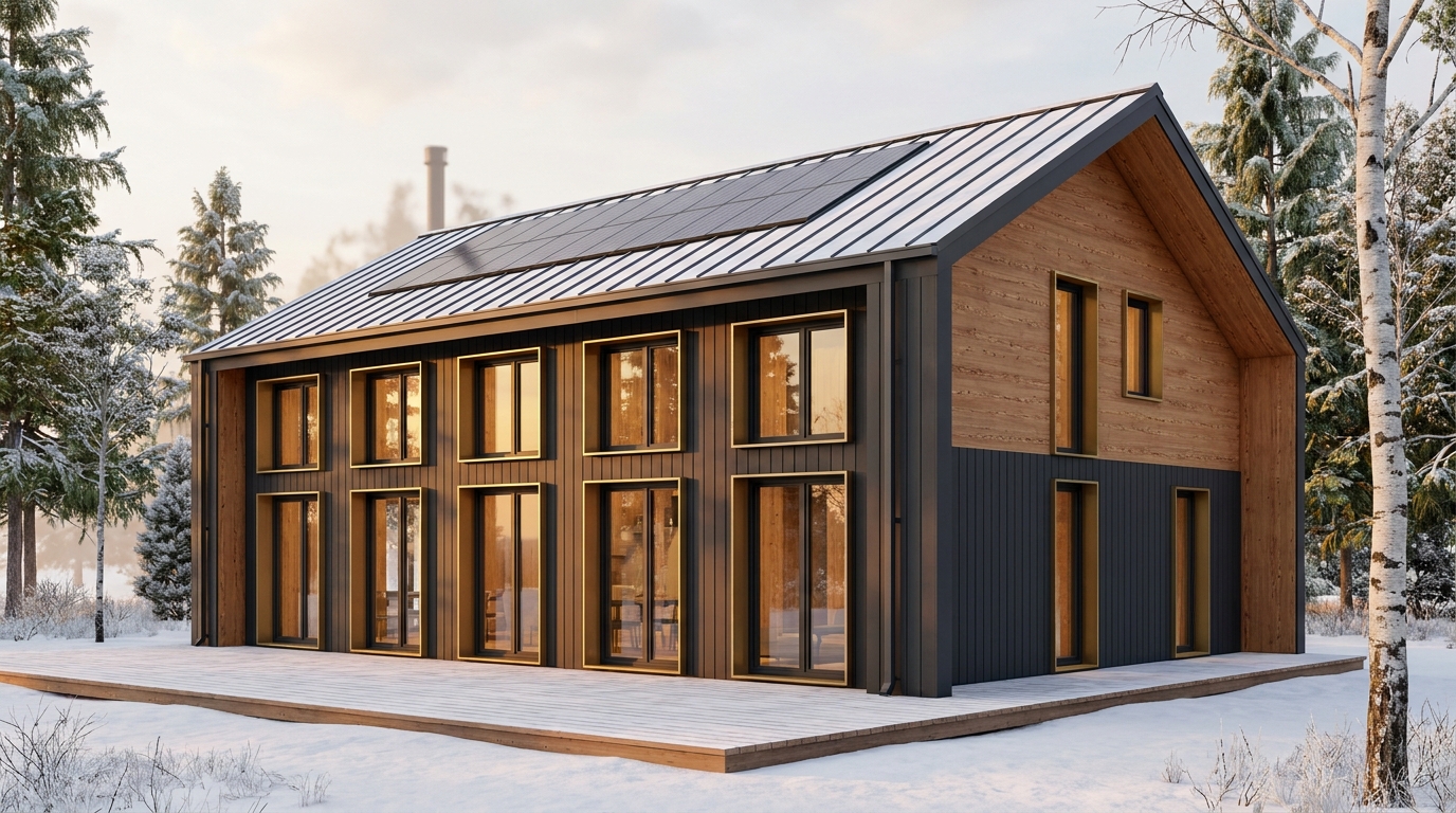 雨の里 外観 — AI render based on BIM specs