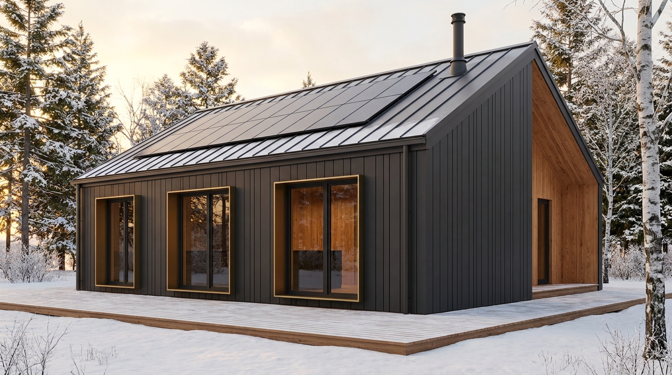 北の小屋 外観 — AI render based on BIM specs
