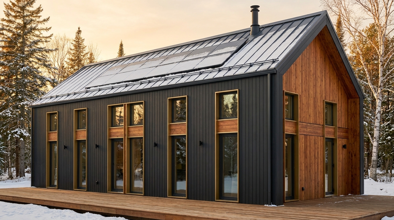 北の小屋 外観 — AI render based on BIM specs