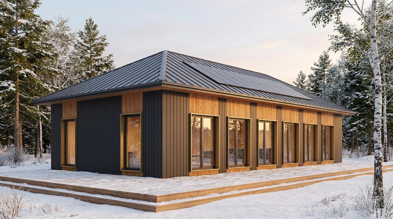 南の小屋 外観 — AI render based on BIM specs