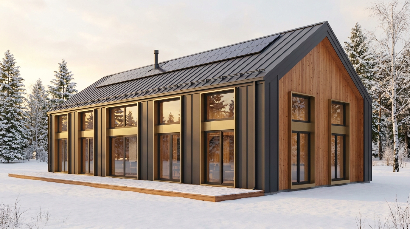 風の巣 外観 — AI render based on BIM specs