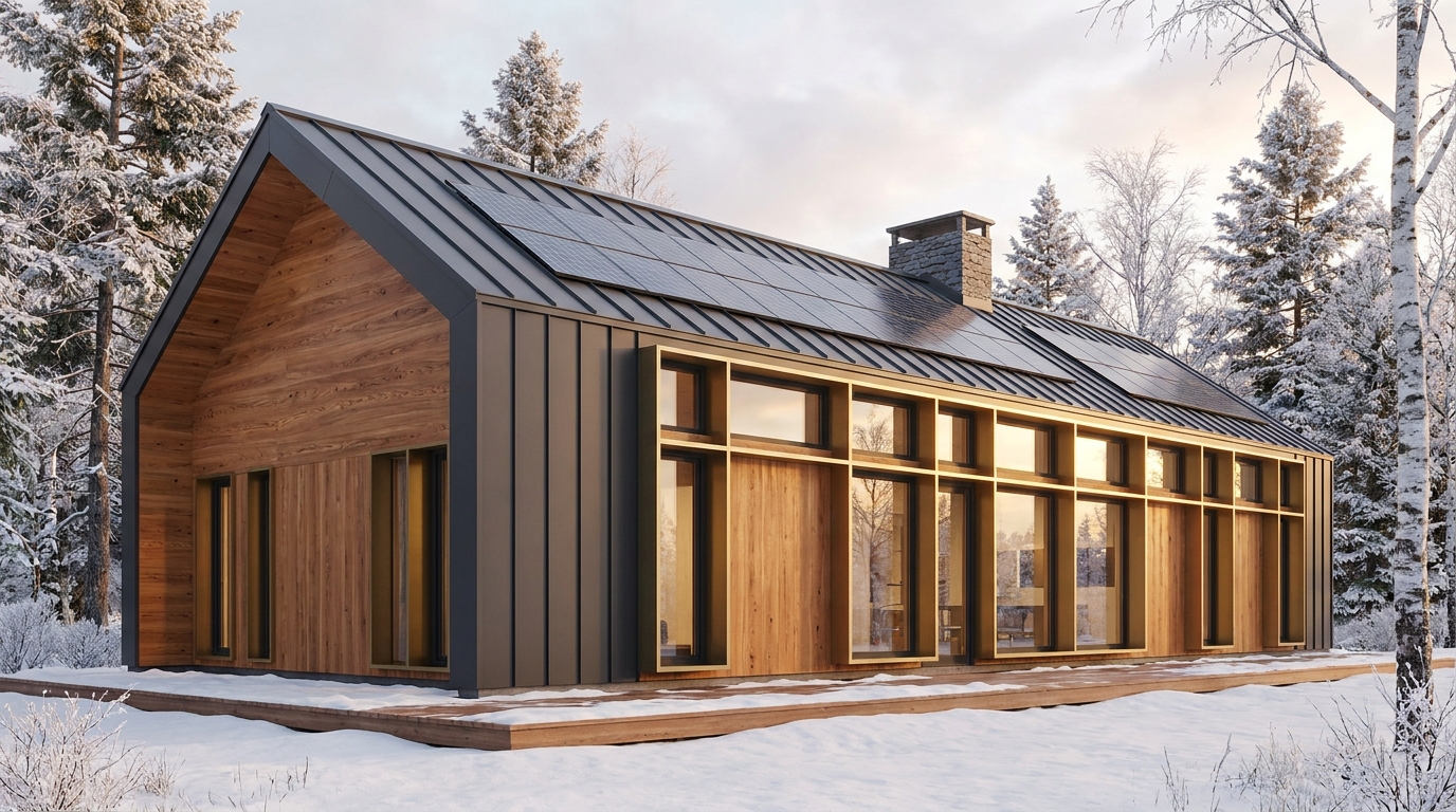 南の庵 外観 — AI render based on BIM specs