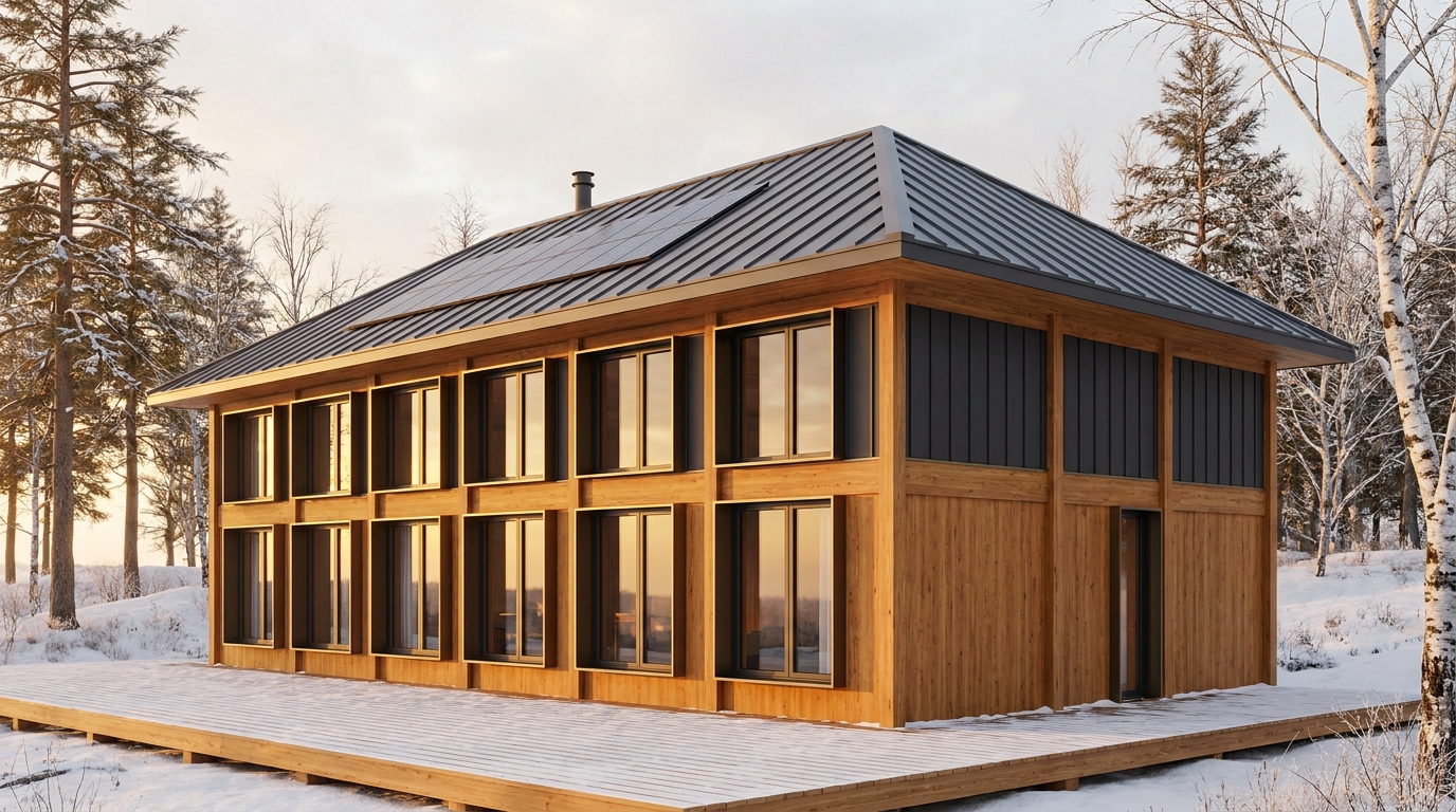 霜の家 外観 — AI render based on BIM specs
