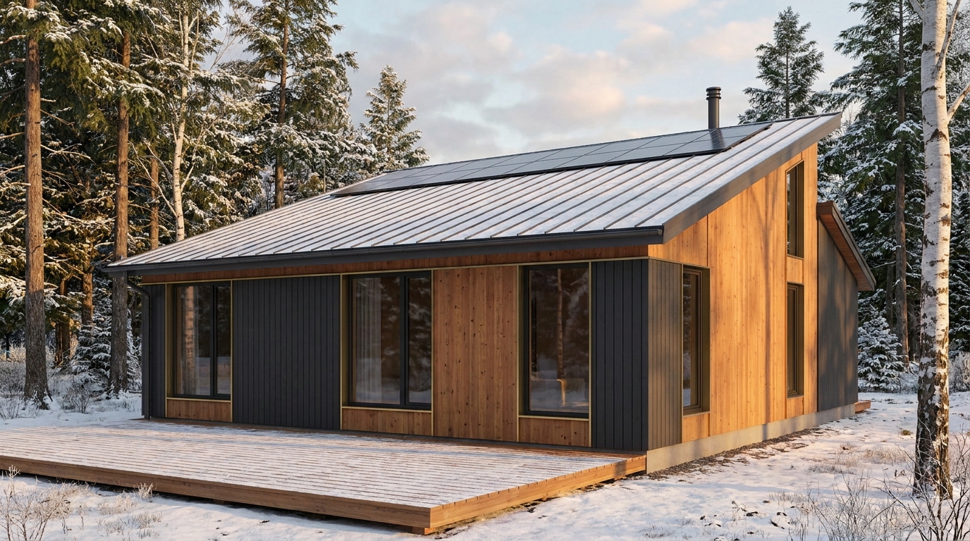 陽の家 外観 — AI render based on BIM specs