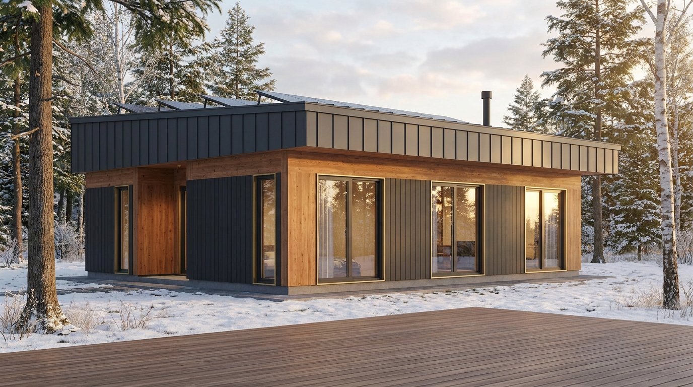 西の蔵 外観 — AI render based on BIM specs
