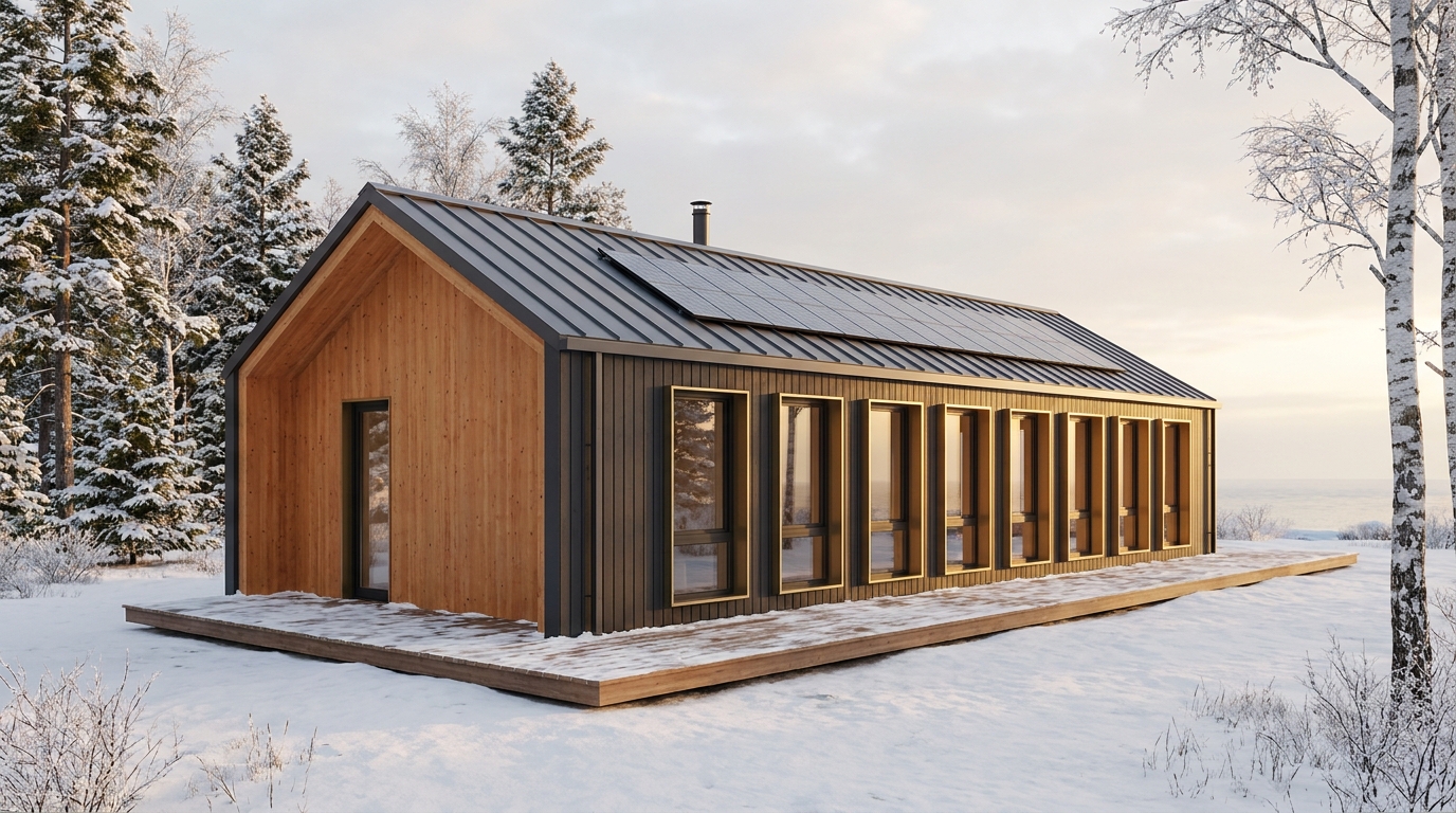 霜の里 外観 — AI render based on BIM specs