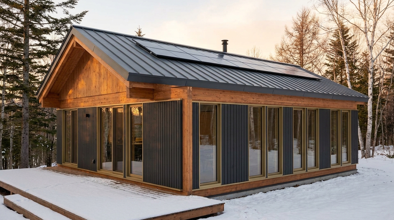 陽の庵 外観 — AI render based on BIM specs