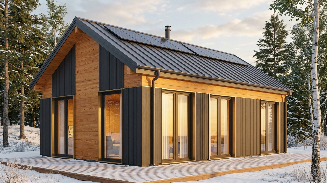 北の小屋 外観 — AI render based on BIM specs