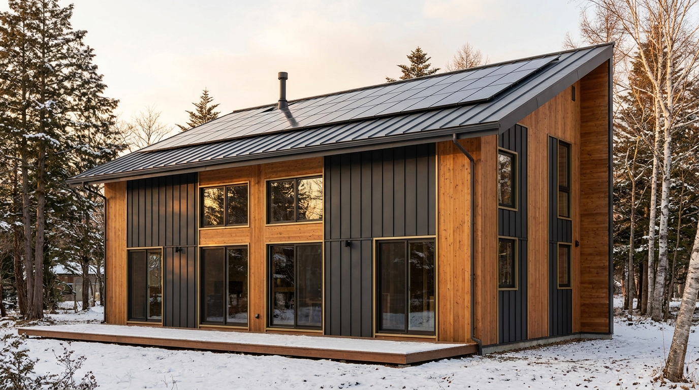 南の小屋 外観 — AI render based on BIM specs