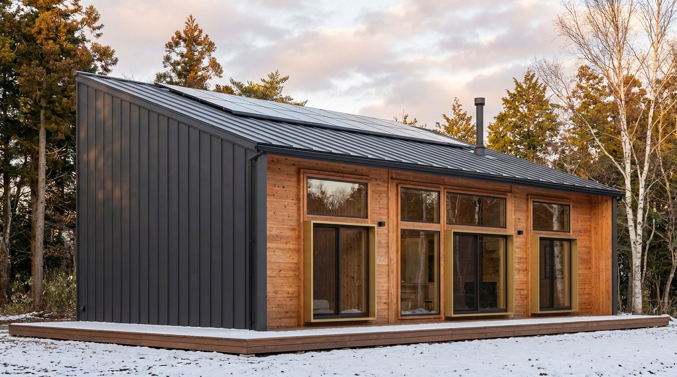 雪の里 外観 — AI render based on BIM specs