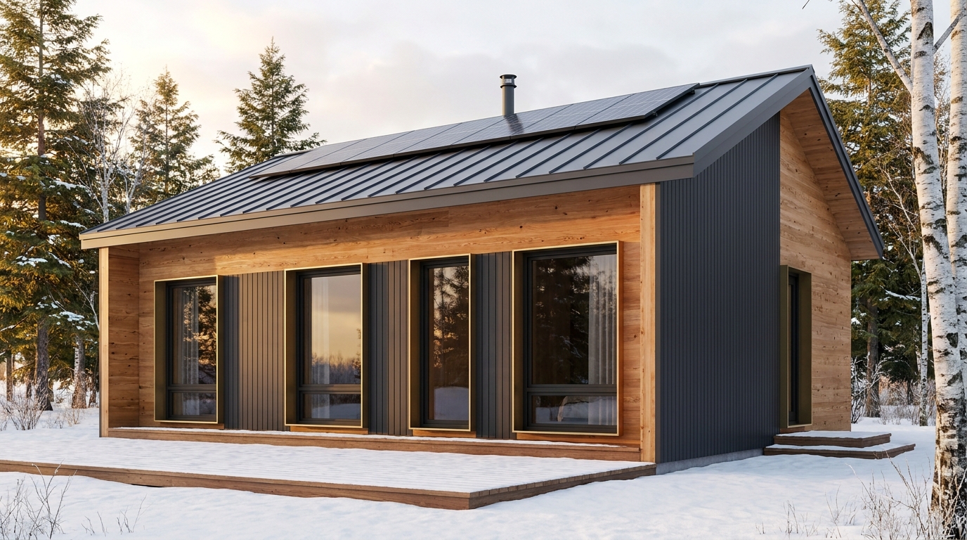月の小屋 外観 — AI render based on BIM specs