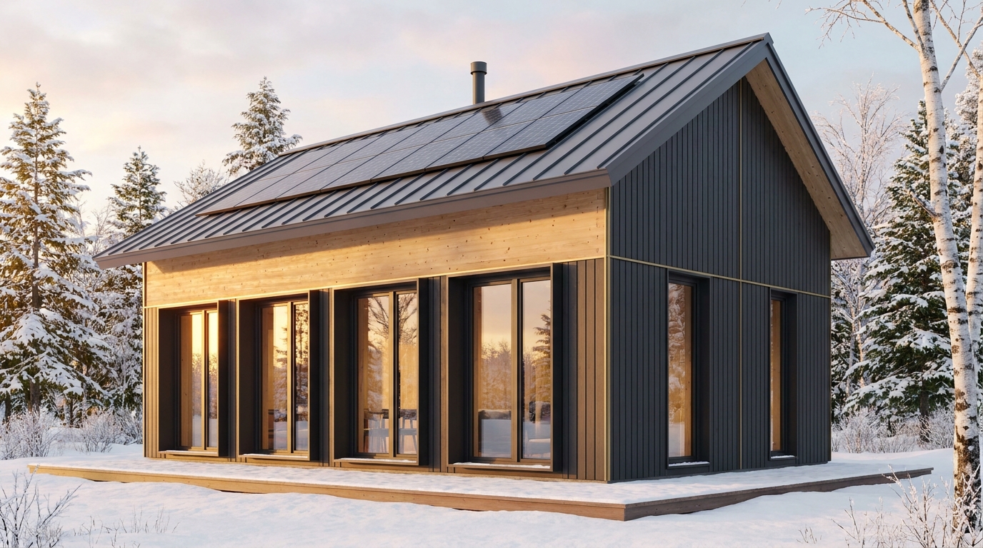 北の里 外観 — AI render based on BIM specs