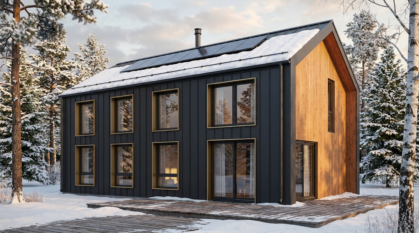 西の巣 外観 — AI render based on BIM specs