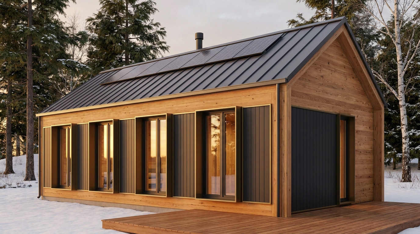西の庵 外観 — AI render based on BIM specs