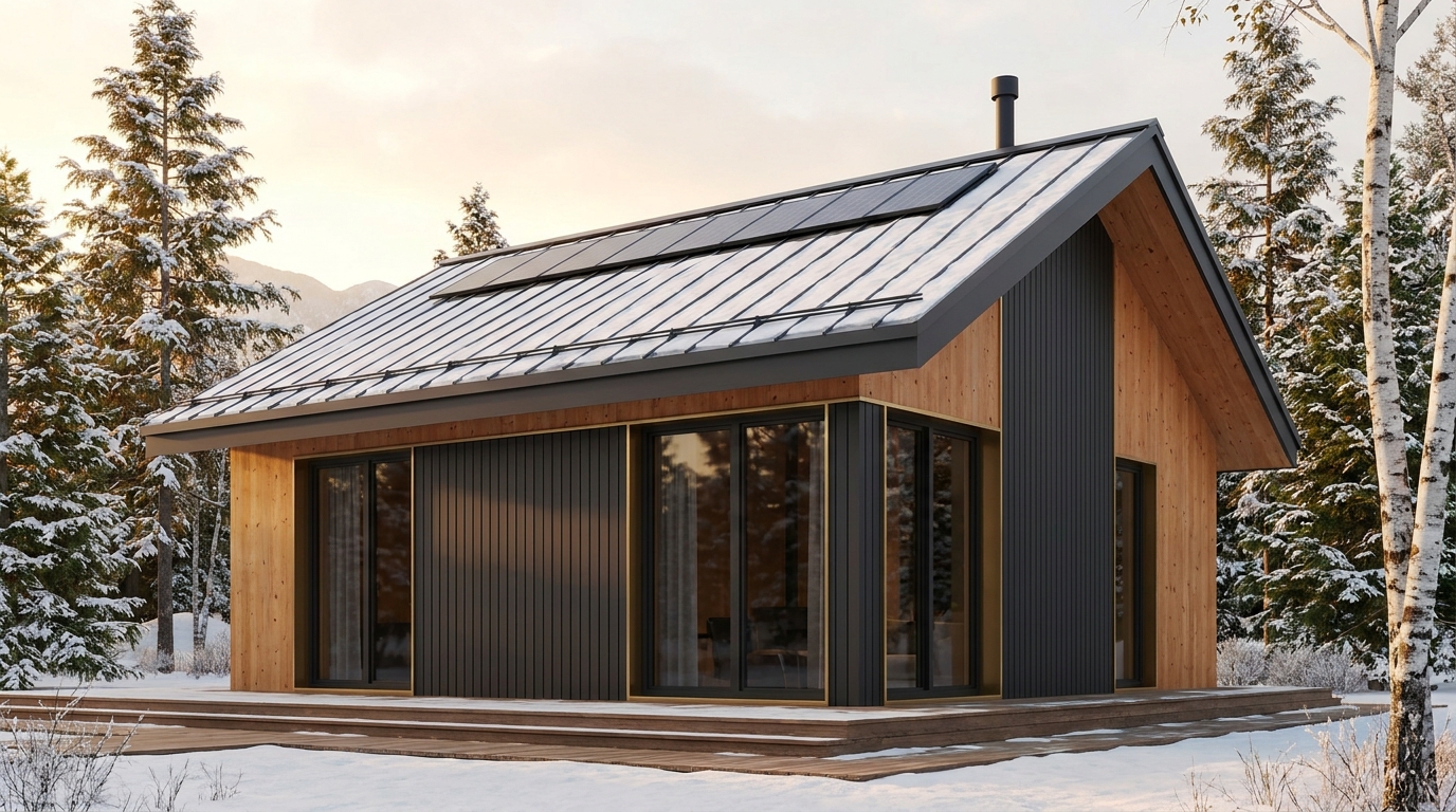 雪の巣 外観 — AI render based on BIM specs