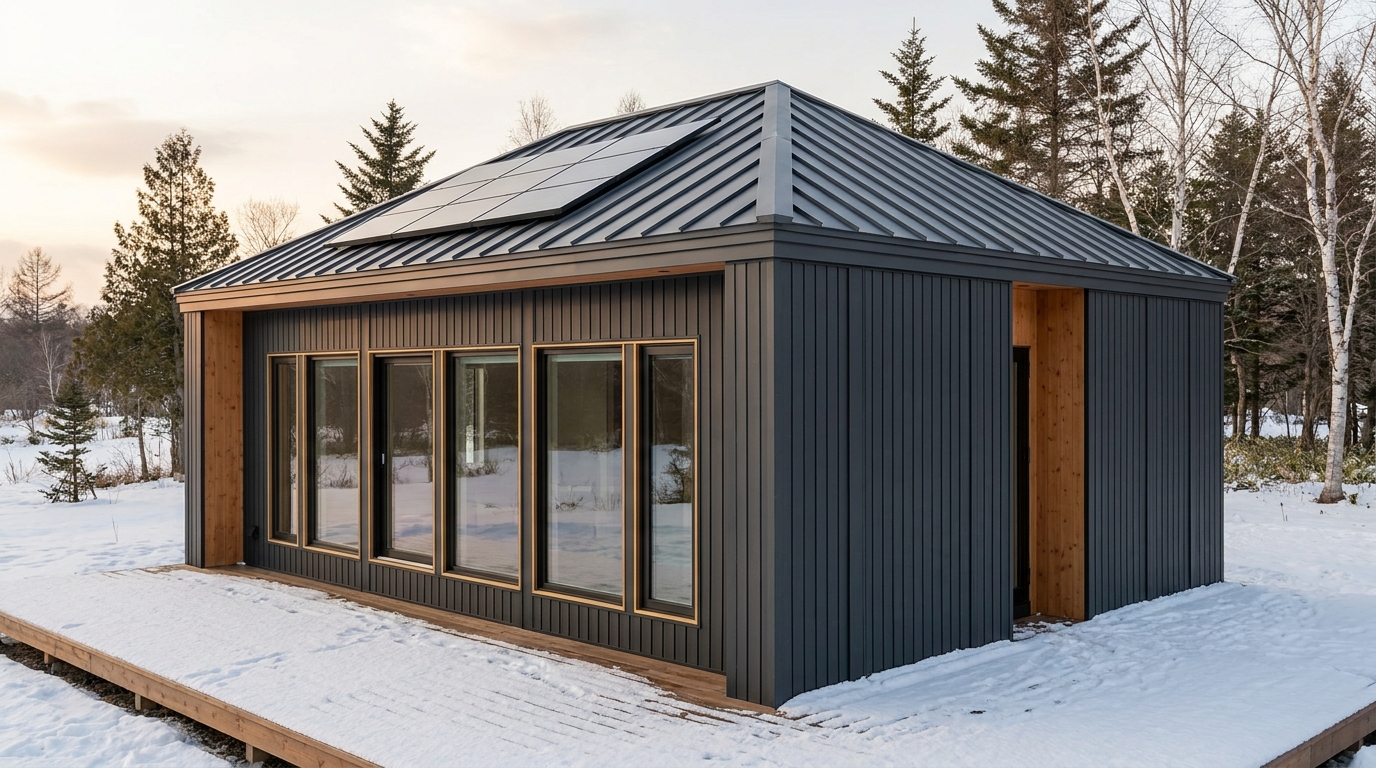雪の杜 外観 — AI render based on BIM specs